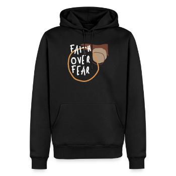 La foi plutôt que la peur - Citation chrétienne audacieuse - Sweat à capuche Premium bio Homme - noir - Devant - Nico (187cm)