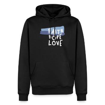 Glaube Hoffnung Liebe - Inspirierendes christliches Zitat - Männer Premium Bio Hoodie - Schwarz - Vorne - Nico (187cm)