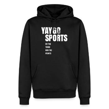Yay Go Sports - Funny Sports - Men’s Premium Organic Hoodie - black - Front - Nico (187cm)