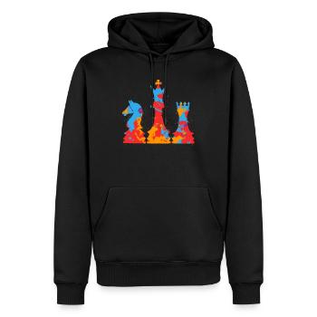 Schachfiguren Bunt Brettspiel Frauen Kinder Schach - Männer Premium Bio Hoodie - Schwarz - Vorne - Nico (187cm)