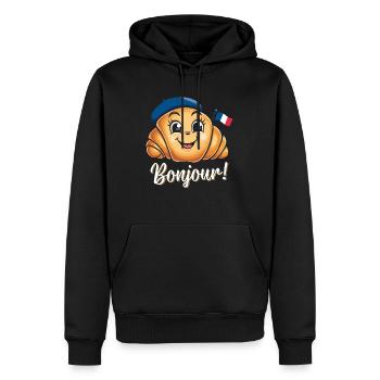Bonjour France Croissants - Men’s Premium Organic Hoodie - black - Front - Nico (187cm)
