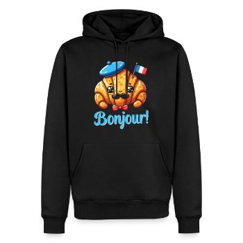 Bonjour France Croissants - Men’s Premium Organic Hoodie - black - Front - Nico (187cm)