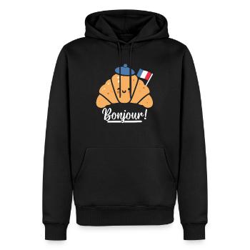 Bonjour France Croissants - Men’s Premium Organic Hoodie - black - Front - Nico (187cm)