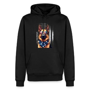 German Shepherd American Flag Sunglasses Patriot - Men’s Premium Organic Hoodie - black - Front - Nico (187cm)