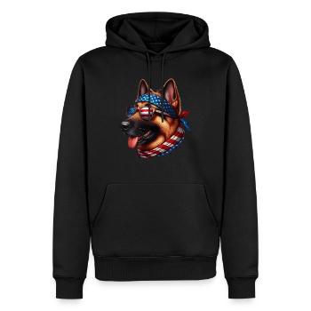 Amour de chien de drapeau américain de berger allemand - Sweat à capuche Premium bio Homme - noir - Devant - Nico (187cm)