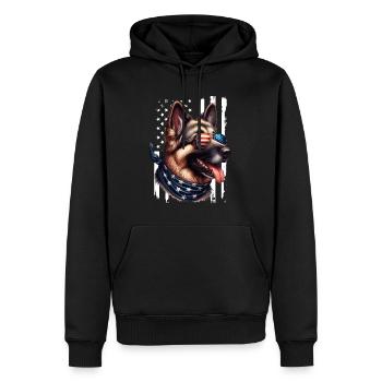 Amour de chien de drapeau américain de berger allemand - Sweat à capuche Premium bio Homme - noir - Devant - Nico (187cm)
