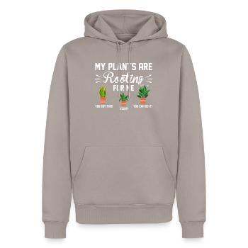 garden allotment hobby gardener - Men’s Premium Organic Hoodie - taupe - Front - Nico (187cm)