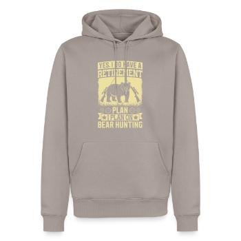 Ruhestandsplan gleich Wildjagt - Männer Premium Bio Hoodie - Taupe - Vorne - Nico (187cm)