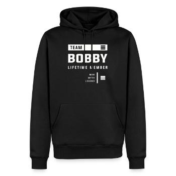 Team Bobby Membre à vie Drôle de prénom Bobby - Sweat à capuche Premium bio Homme - noir - Devant - Nico (187cm)