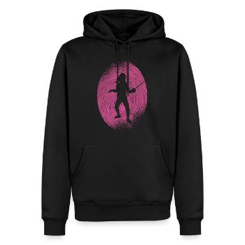 escrimeur empreinte digitale clôture clôture - Sweat à capuche Premium bio Homme - noir - Devant - Nico (187cm)