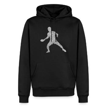 Joueur de tennis de table Empreinte digitale Jeu de tennis de table - Sweat à capuche Premium bio Homme - noir - Devant - Nico (187cm)