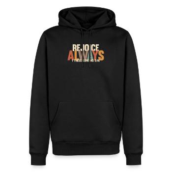 Réjouissez-vous toujours - 1 Thessaloniciens 5:16 - Sweat à capuche Premium bio Homme - noir - Devant - Nico (187cm)