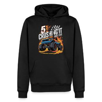 5. Geburtstag Monstertruck – Crushing It 2020 - Männer Premium Bio Hoodie - Schwarz - Vorne - Nico (187cm)
