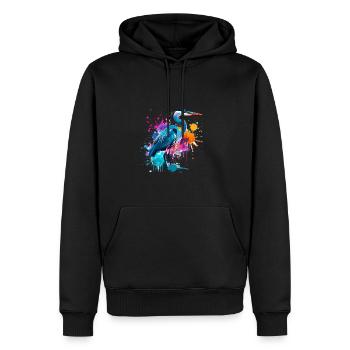 oiseau, héron, illustration, graffiti, coloré - Sweat à capuche Premium bio Homme - noir - Devant - Nico (187cm)