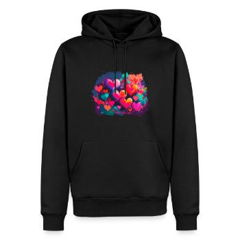 herzen,bunt,pink,graffiti,herz,malerei - Männer Premium Bio Hoodie - Schwarz - Vorne - Nico (187cm)
