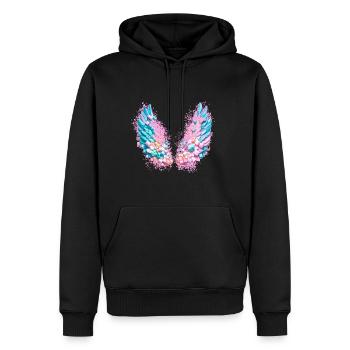 engelsflügel,marshmallows,bunte flügel,graffiti - Männer Premium Bio Hoodie - Schwarz - Vorne - Nico (187cm)