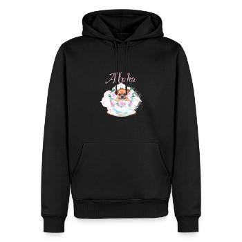 Chien en tasse, toutou, coupe, alpha, rose, roses - Sweat à capuche Premium bio Homme - noir - Devant - Nico (187cm)