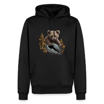 Ours brun Bébé ours Animal Nature - Sweat à capuche Premium bio Homme - noir - Devant - Nico (187cm)