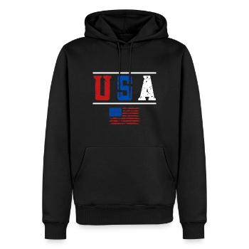 USA - Männer Premium Bio Hoodie - Schwarz - Vorne - Nico (187cm)