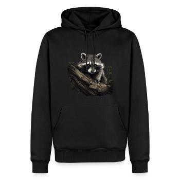 Mignon raton laveur Nature Bébé raton laveur Forêt - Sweat à capuche Premium bio Homme - noir - Devant - Nico (187cm)