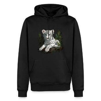 Weißer Tiger Wildkatze Jungle - Männer Premium Bio Hoodie - Schwarz - Vorne - Nico (187cm)