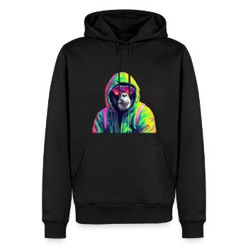 Chimpanzee with Sunglasses Colorful Cool Monkey - Men’s Premium Organic Hoodie - black - Front - Nico (187cm)