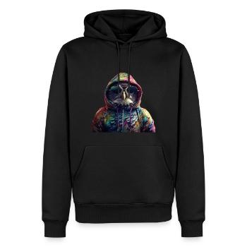 Eule mit Sonnenbrille Bunt Coole Eulen Waldtier - Männer Premium Bio Hoodie - Schwarz - Vorne - Nico (187cm)