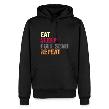 Parkour « Full Send » Freerunning - Sweat à capuche Premium bio Homme - noir - Devant - Nico (187cm)