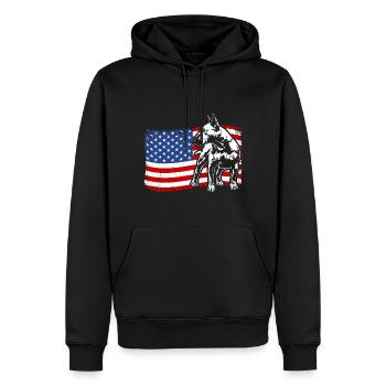 Anglais Bull Terrier America Flag Dogs Wilsigns - Sweat à capuche Premium bio Homme - noir - Devant - Nico (187cm)