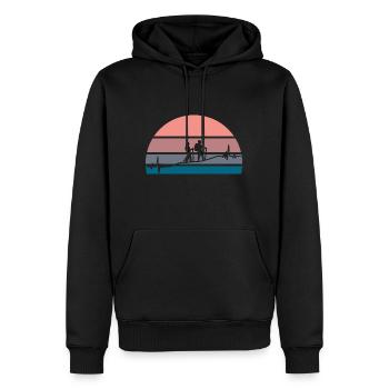 Wandern heartbeat Sonnenuntergang - Männer Premium Bio Hoodie - Schwarz - Vorne - Nico (187cm)