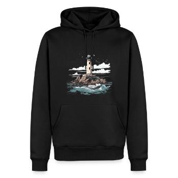 Phare Côte Mer Mer Océan Mer Baltique Mer du Nord - Sweat à capuche Premium bio Homme - noir - Devant - Nico (187cm)