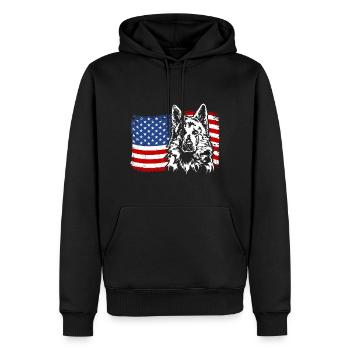 Weisser Schweizer Schäferhund Amerika Fahne Hunde - Männer Premium Bio Hoodie - Schwarz - Vorne - Nico (187cm)