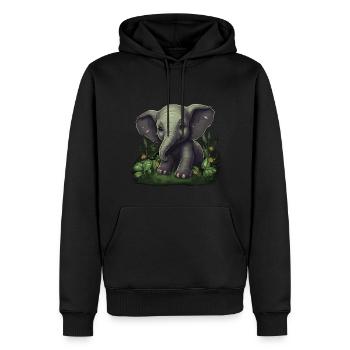 Eléphant Afrique Asie Animal Bébé éléphant - Sweat à capuche Premium bio Homme - noir - Devant - Nico (187cm)