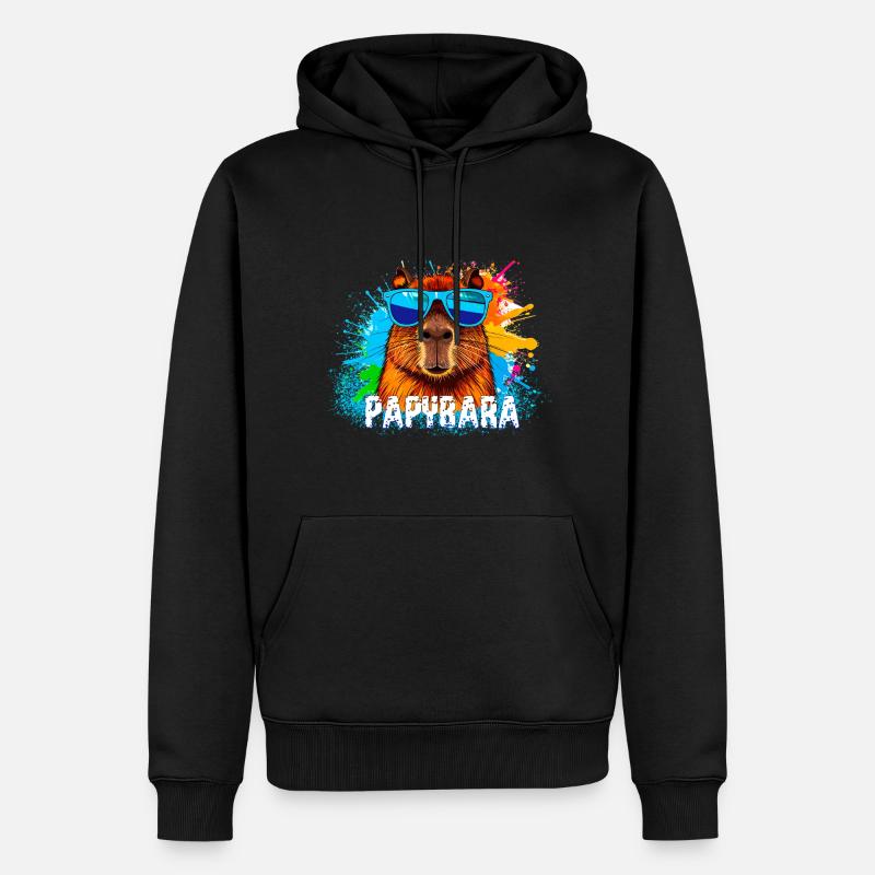 capybara mit sonnenbrille, illustration,graffiti - Männer Premium Bio Hoodie - Schwarz