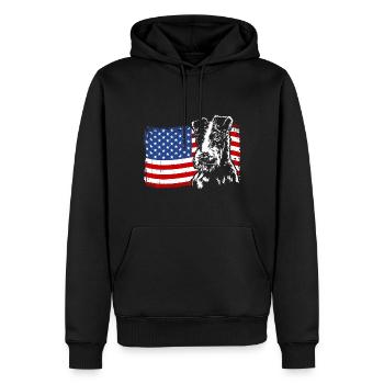 Foxterrier Amerika Fahne Hunde Hund Wilsigns - Männer Premium Bio Hoodie - Schwarz - Vorne - Nico (187cm)