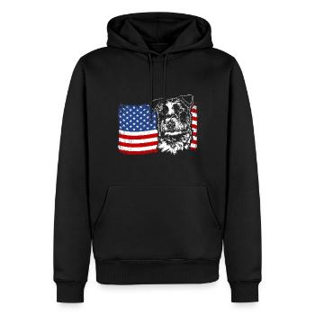 Jack Russell Terrier America Flag Dogs Wilsigns - Men’s Premium Organic Hoodie - black - Front - Nico (187cm)