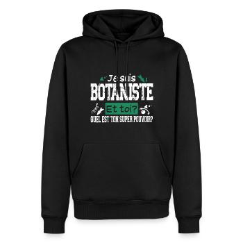 Botaniste Botanique Homme Cadeau Jardinier Jardin - Sweat à capuche Premium bio Homme - noir - Devant - Nico (187cm)