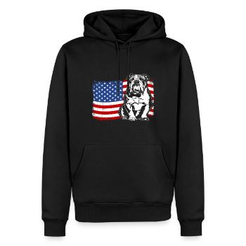 Bouledogue anglais Amérique Flag Dogs Wilsigns - Sweat à capuche Premium bio Homme - noir - Devant - Nico (187cm)