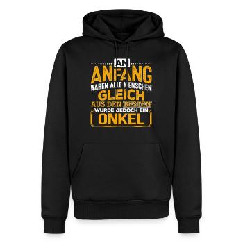 ONKEL - Der Beste - Männer Premium Bio Hoodie - Schwarz - Vorne - Nico (187cm)