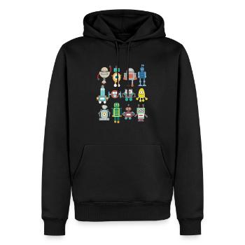 Roboter Retro - Männer Premium Bio Hoodie - Schwarz - Vorne - Nico (187cm)