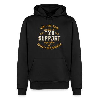 Tech Support Senior - Männer Premium Bio Hoodie - Schwarz - Vorne - Nico (187cm)