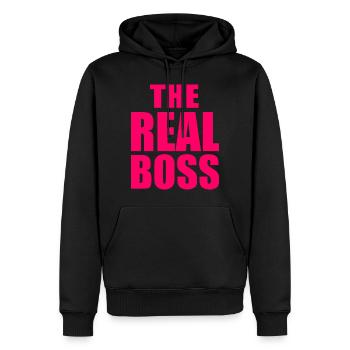 The real boss - Sweat à capuche Premium bio Homme - noir - Devant - Nico (187cm)