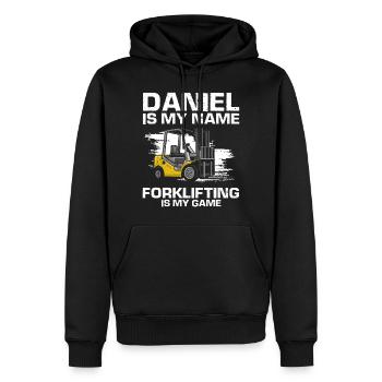 Gabelstaplerfahrer und Lagerhaus Gabestaplerfahrer - Männer Premium Bio Hoodie - Schwarz - Vorne - Nico (187cm)