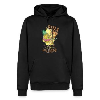 La pizza est ma Saint-Valentin - Sweat à capuche Premium bio Homme - noir - Devant - Nico (187cm)