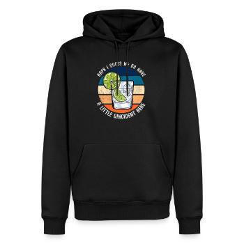 Wir haben hier einen Gincident Funny Gin Say - Männer Premium Bio Hoodie - Schwarz - Vorne - Nico (187cm)