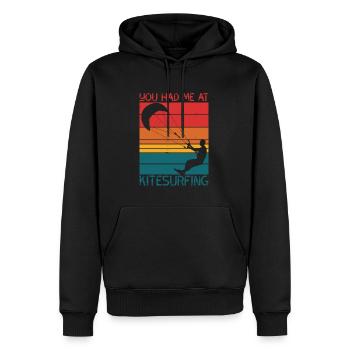 Tu m’as eu au kitesurf - Sweat à capuche Premium bio Homme - noir - Devant - Nico (187cm)
