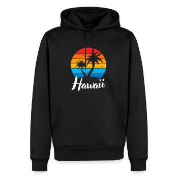Tropical Summer Vacation Palms Retro Hawaii - Sweat à capuche Premium bio Homme - noir - Devant - Nico (187cm)