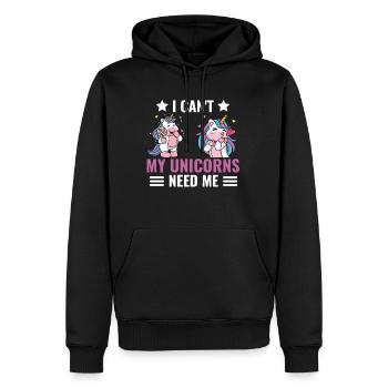 Ich kann nicht Lustiges Geschenk Fantasy Einhorn - Männer Premium Bio Hoodie - Schwarz - Vorne - Nico (187cm)
