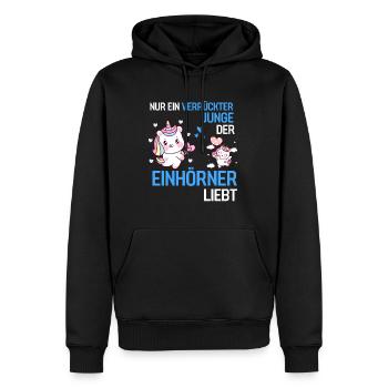 Jungs Einhörner Fantasy Tier Geschenk Einhorn - Männer Premium Bio Hoodie - Schwarz - Vorne - Nico (187cm)