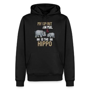 Hippopotame Mon animal spirituel est l’hippopotame - Sweat à capuche Premium bio Homme - noir - Devant - Nico (187cm)